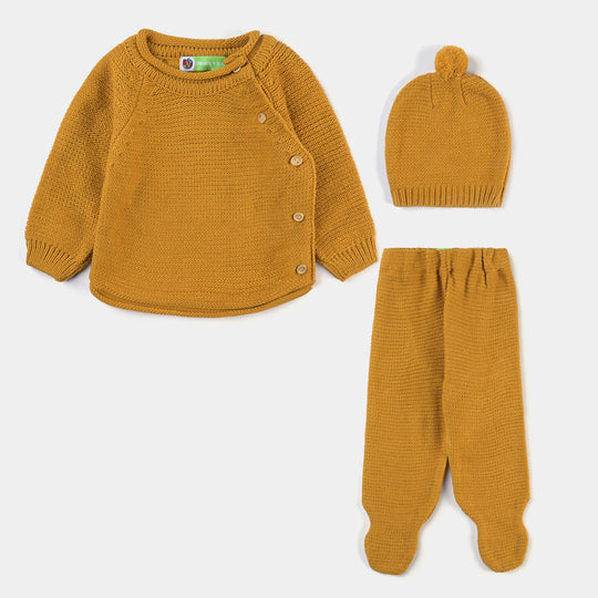 Infant Boys Sweater Knit Suit W/Cap Butter Scotch -Mustard