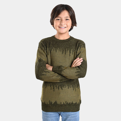 Boys Acrylic Sweater Equalizer-Olive