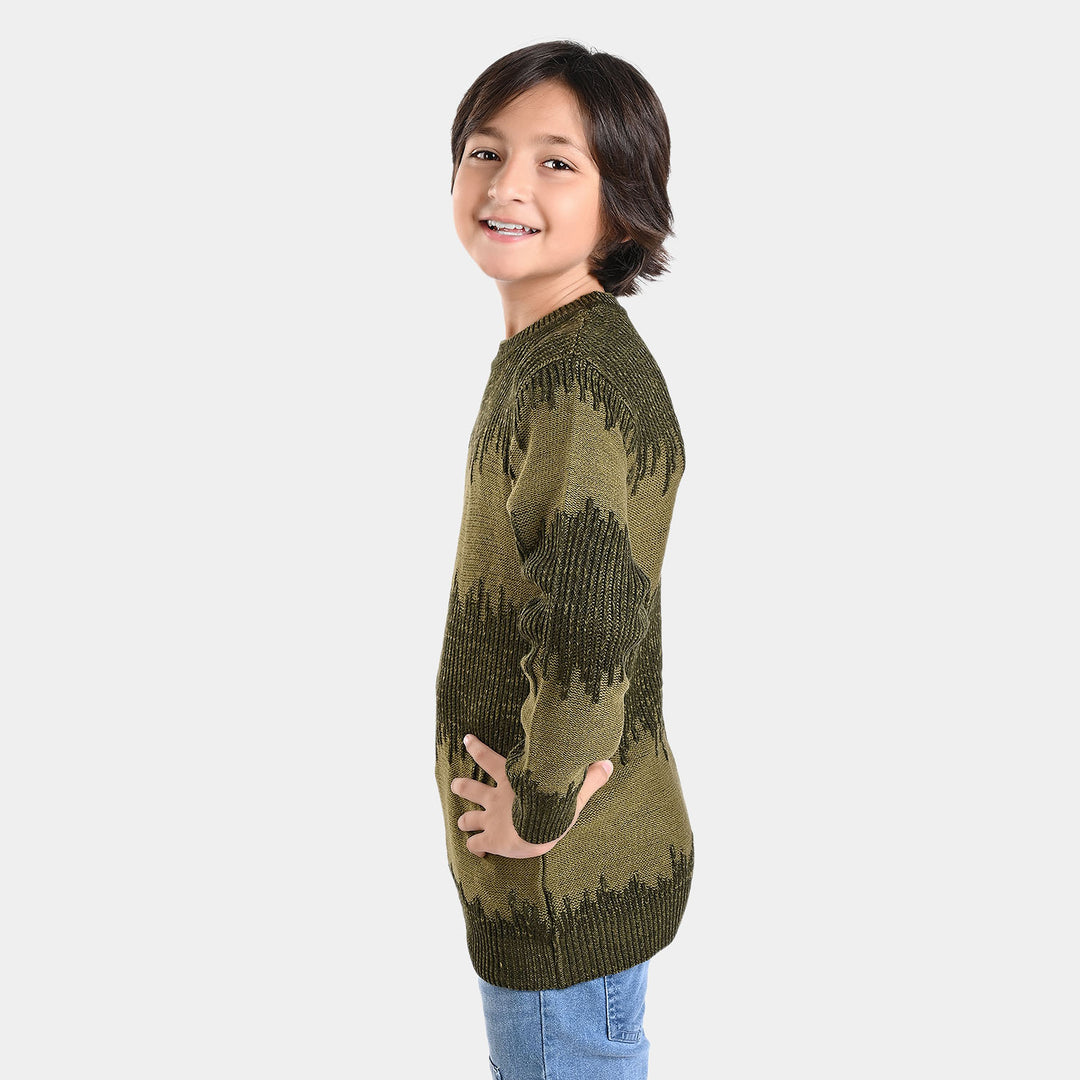 Boys Acrylic Sweater Equalizer-Olive