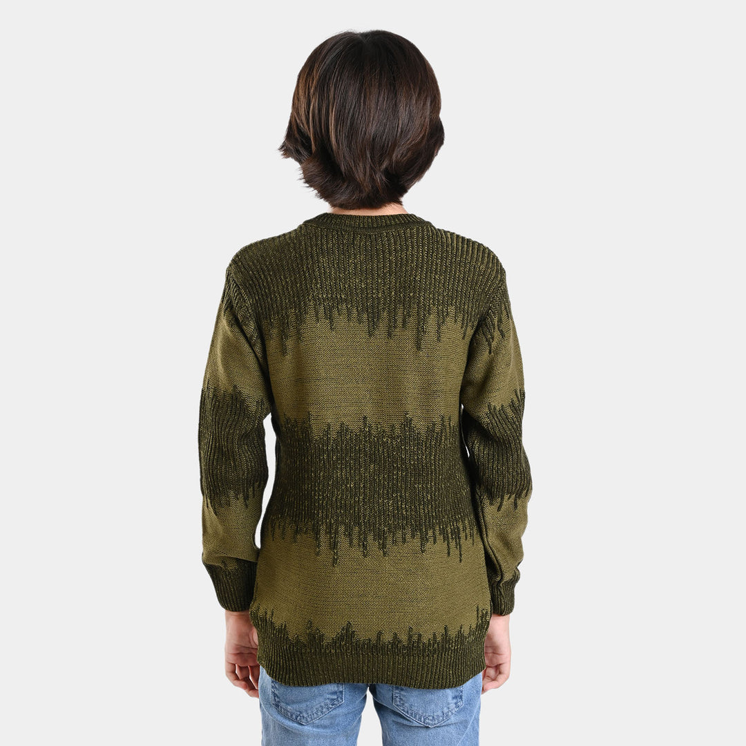 Boys Acrylic Sweater Equalizer-Olive