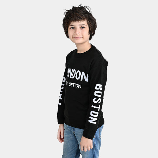 Boys Acrylic Sweater London-BLACK