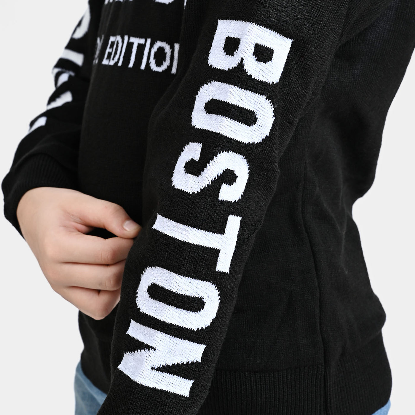 Boys Acrylic Sweater London-BLACK