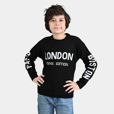 Boys Acrylic Sweater London-BLACK