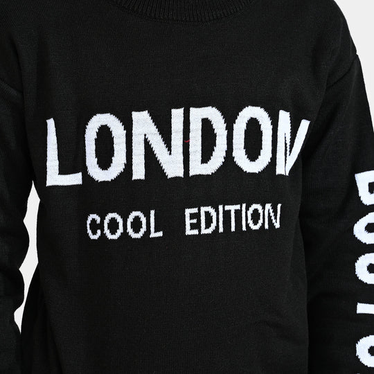 Boys Acrylic Sweater London-BLACK