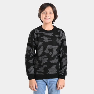 Boys Acrylic Sweater Urban Camo-BLACK