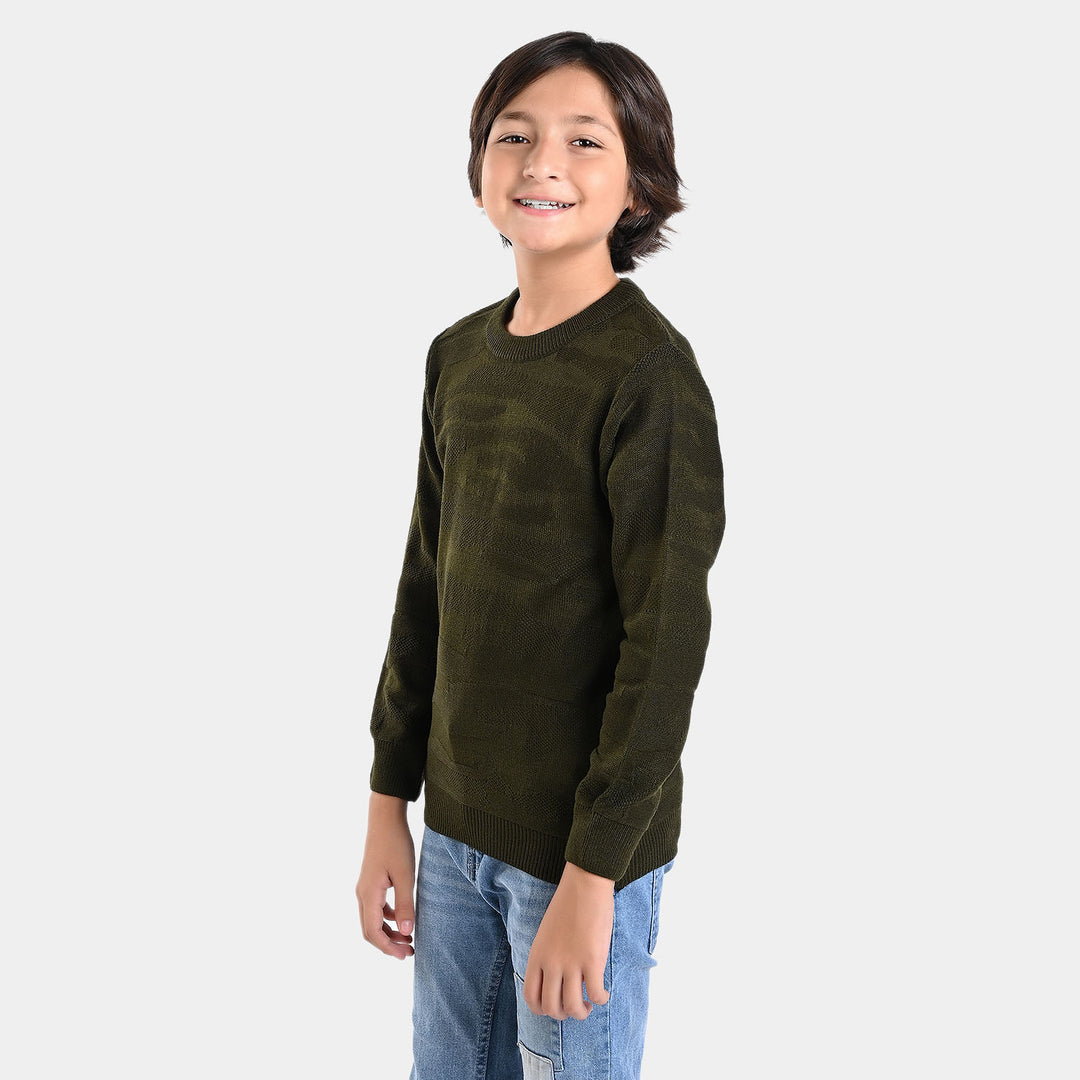 Boys Acrylic Sweater Desert Camo-Olive