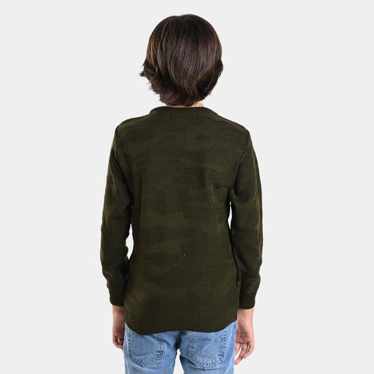 Boys Acrylic Sweater Desert Camo-Olive