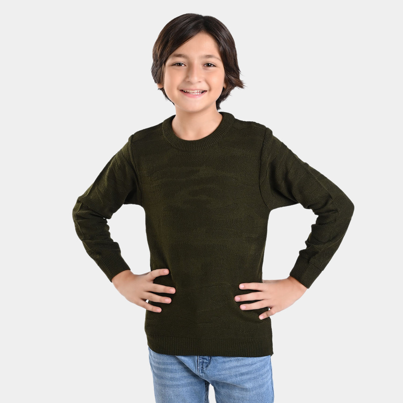 Boys Acrylic Sweater Desert Camo-Olive