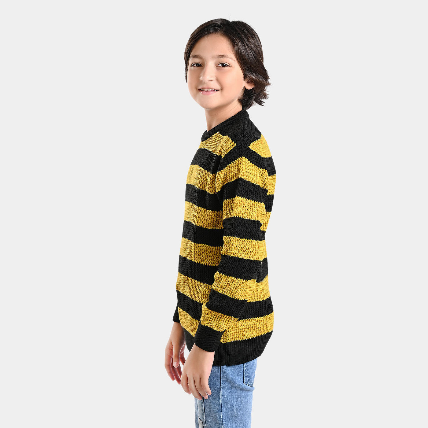 Boys Acrylic Sweater Madrid-Black/Mustard