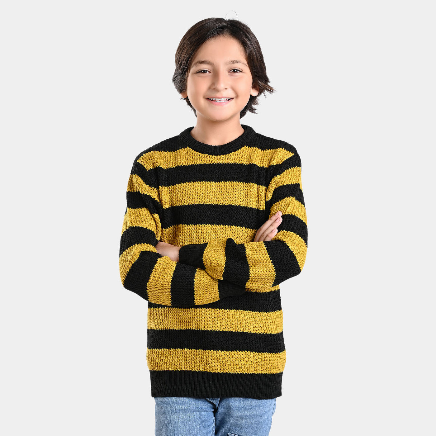 Boys Acrylic Sweater Madrid-Black/Mustard