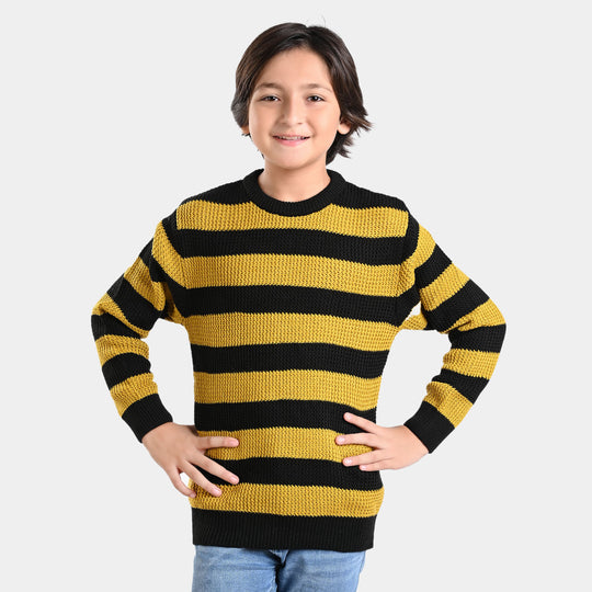 Boys Acrylic Sweater Madrid-Black/Mustard