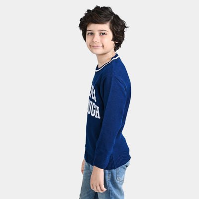 Boys Acrylic Sweater Never Enough-Bright Blue