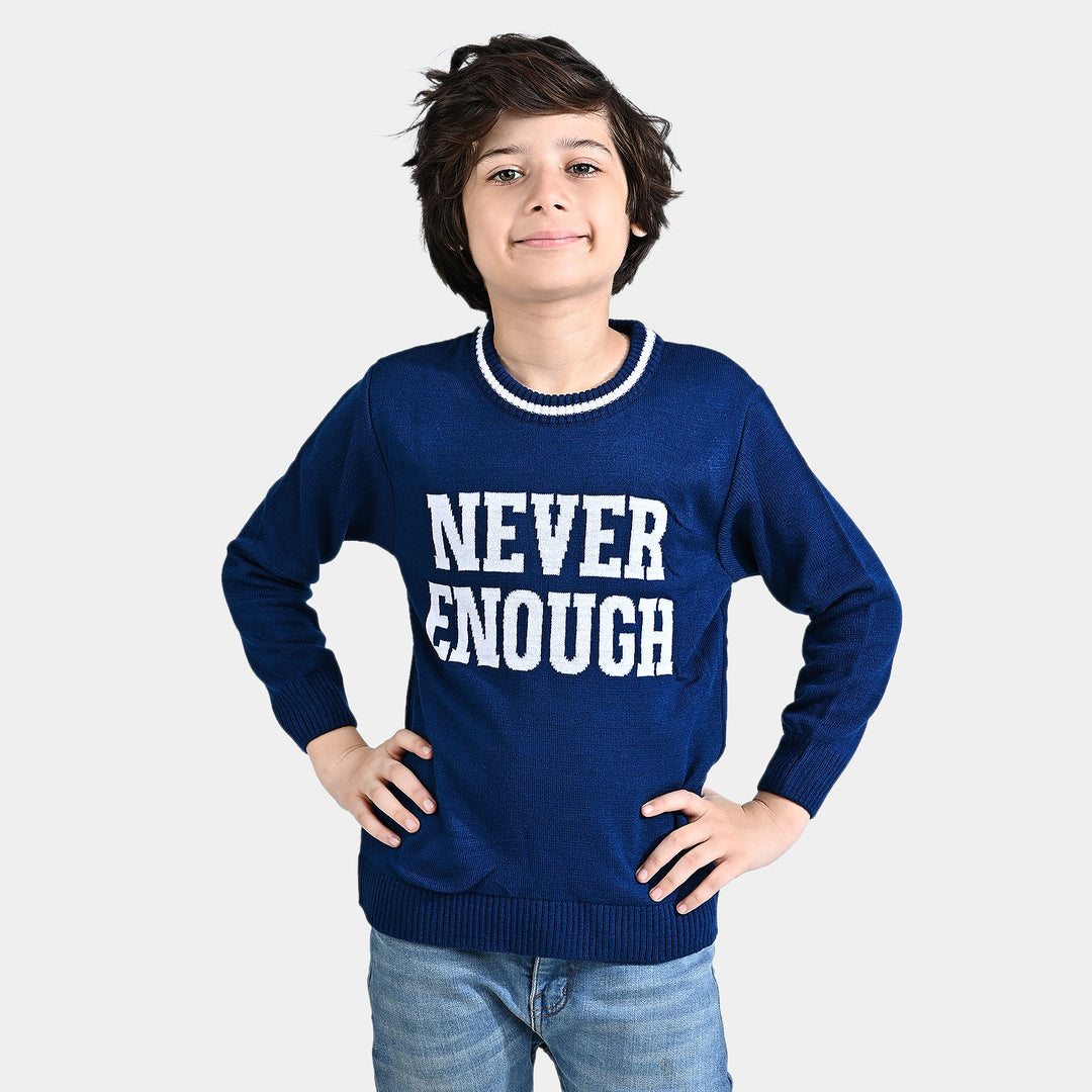 Boys Acrylic Sweater Never Enough-Bright Blue