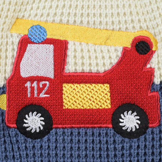 Infant Boys Acrylic Sweater Fire Van-Multi