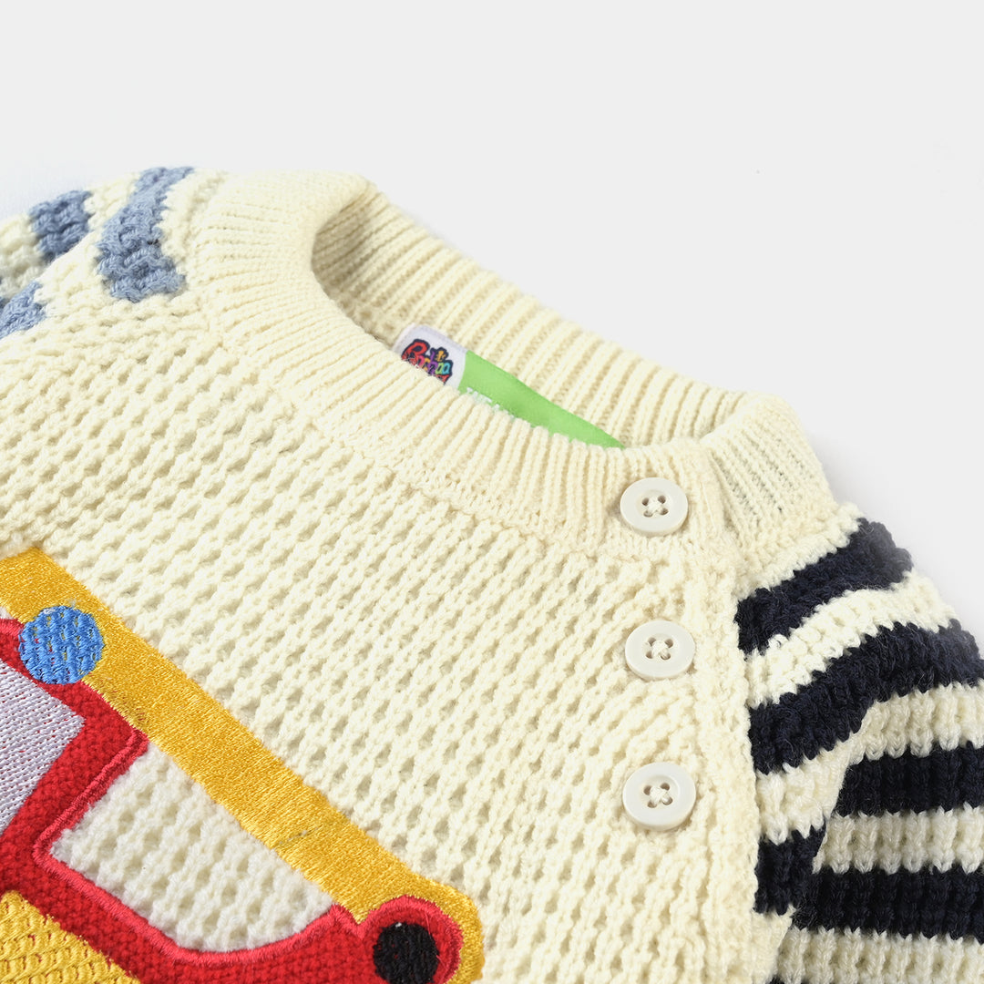 Infant Boys Acrylic Sweater Fire Van-Multi