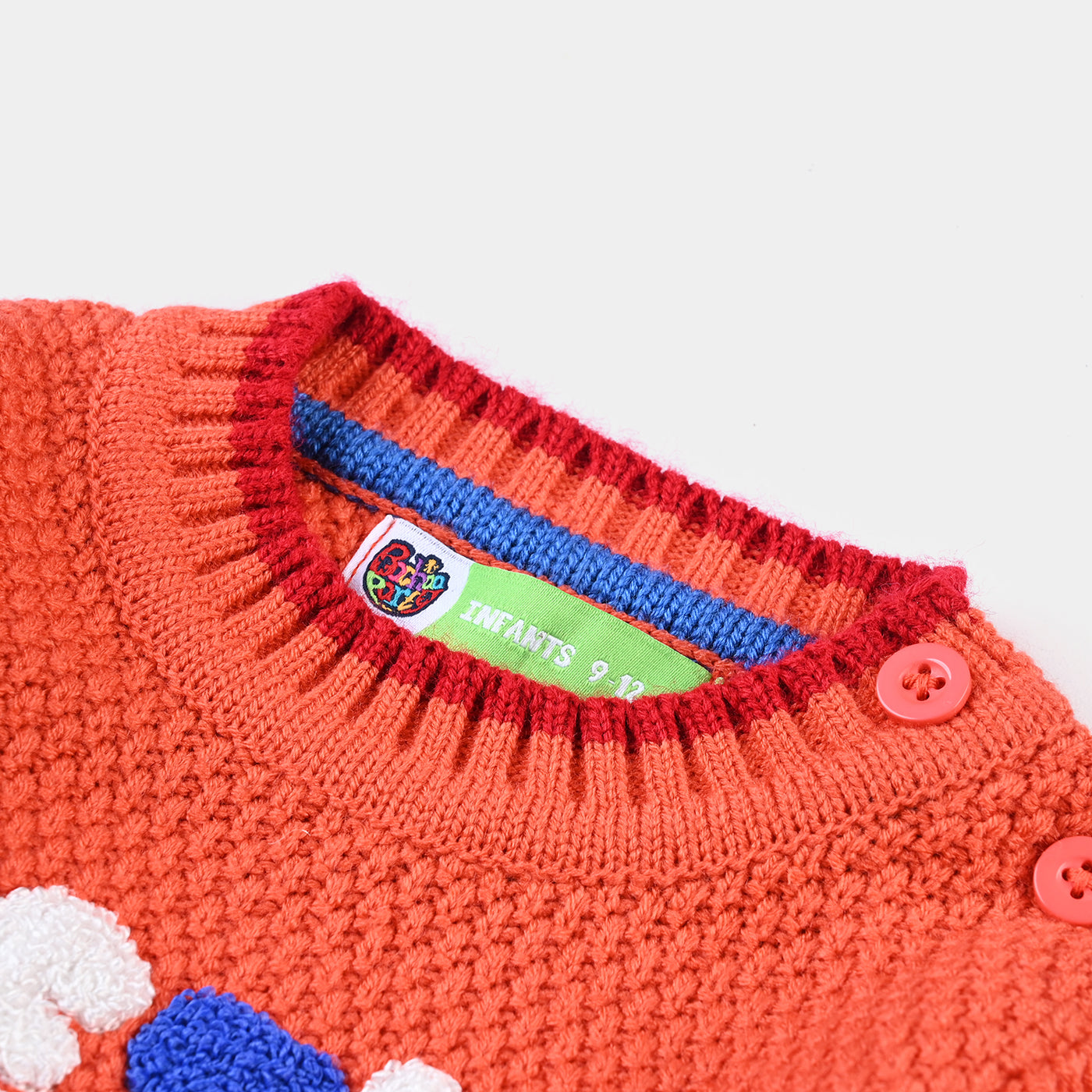 Infant Boys Acrylic Sweater Lets Do It-ORANGE