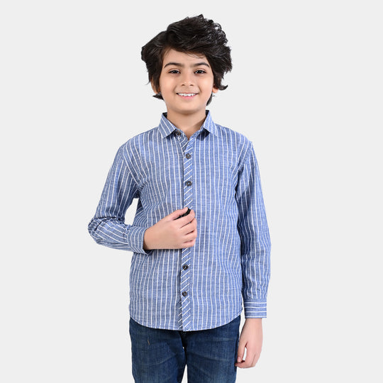 Boys Yarn Dyed Casual Shirt (Beyond Limit)-Blue