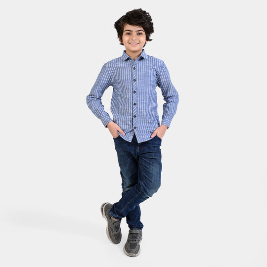 Boys Yarn Dyed Casual Shirt (Beyond Limit)-Blue