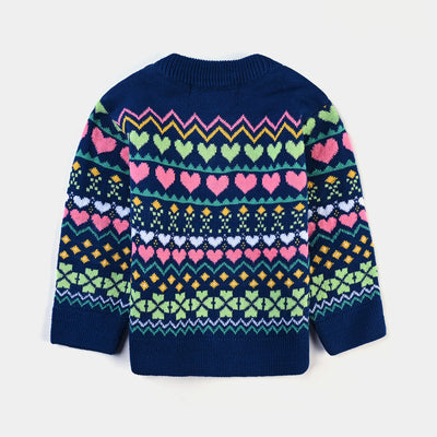 Infant Girls Acrylic Sweater Jacquard Heart-Bri.Blue