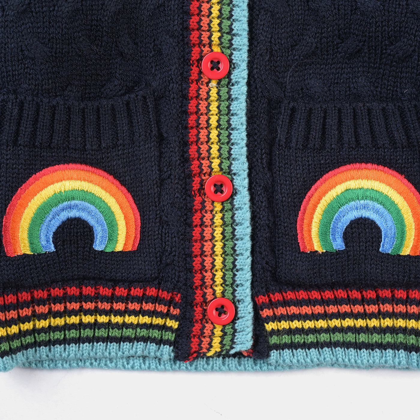 Infant Girls Acrylic Sweater Rainbow-NAVY