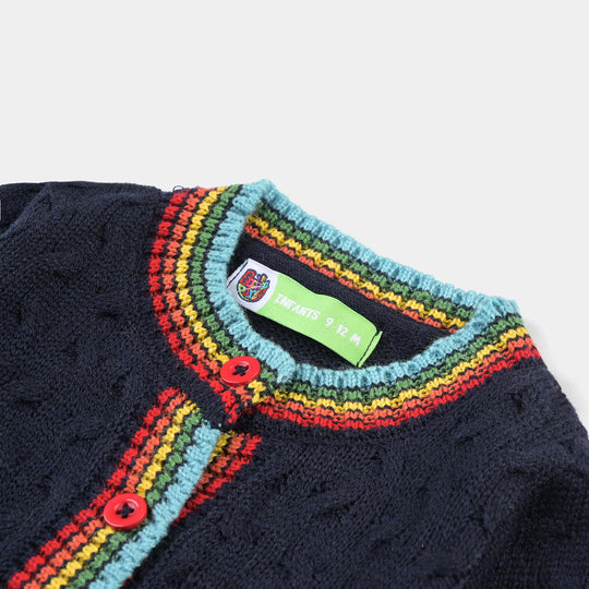 Infant Girls Acrylic Sweater Rainbow-NAVY