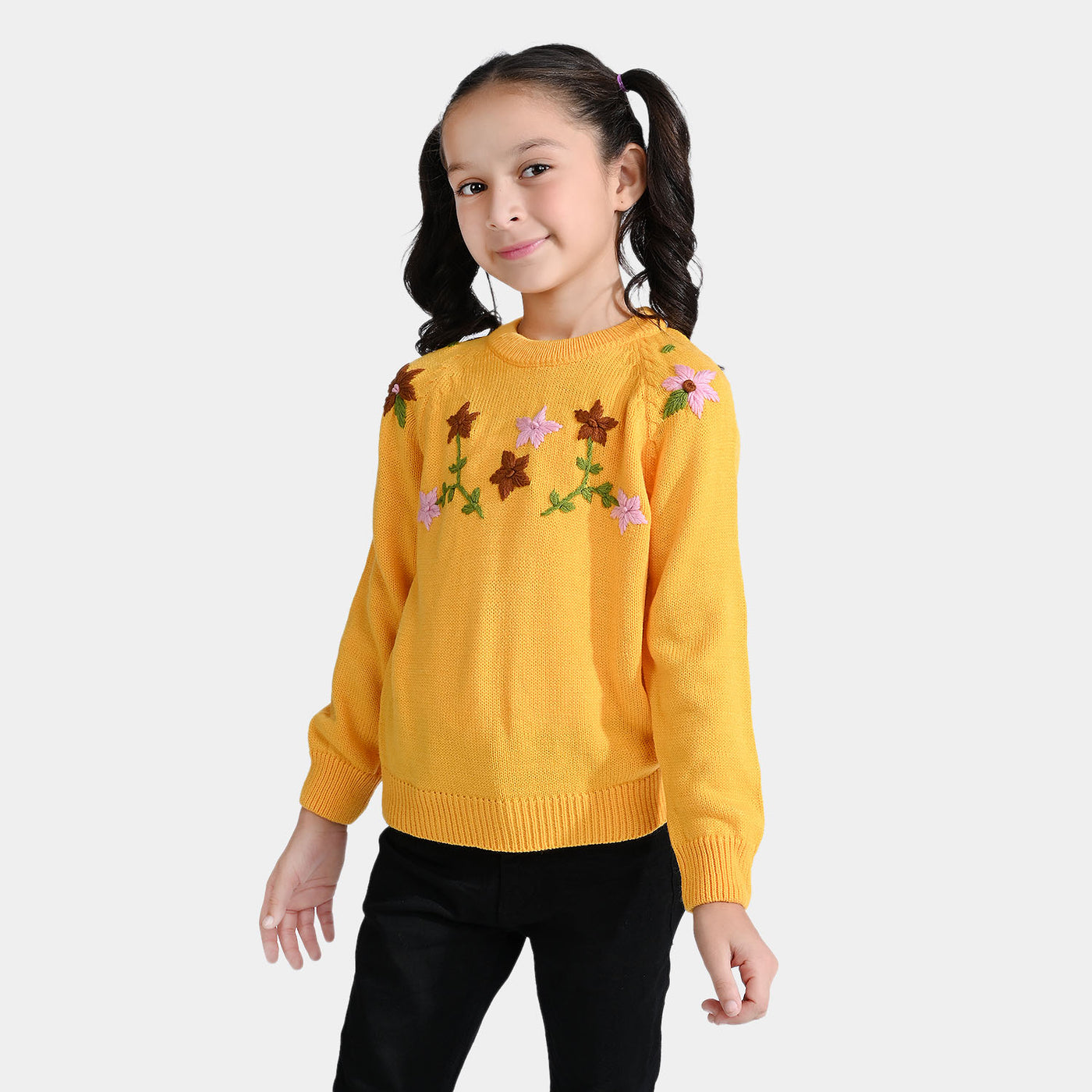 Girls Acrylic Sweater Lazy Daisy-Citrus