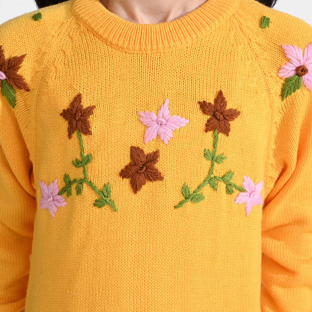 Girls Acrylic Sweater Lazy Daisy-Citrus