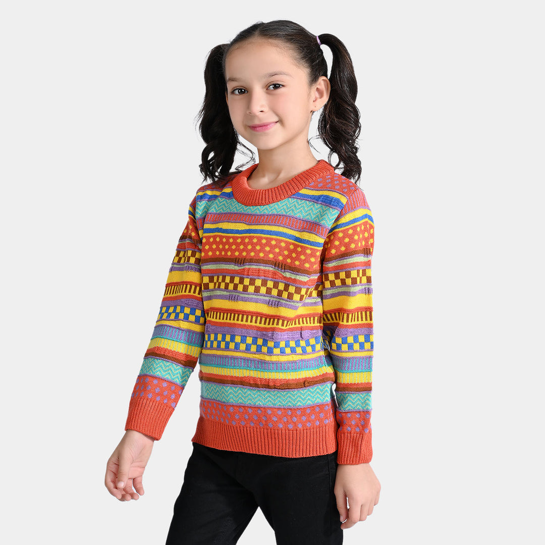 Girls Acrylic Sweater Knit Fusion-Multi