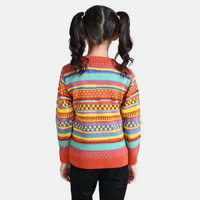 Girls Acrylic Sweater Knit Fusion-Multi