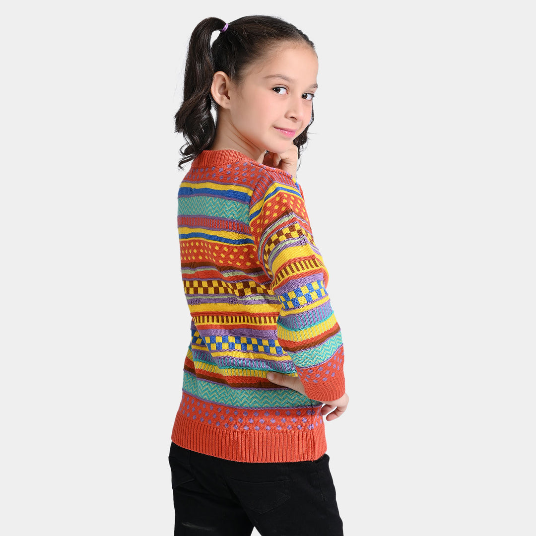 Girls Acrylic Sweater Knit Fusion-Multi