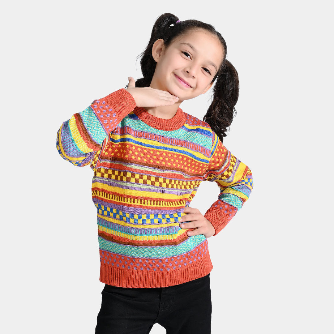 Girls Acrylic Sweater Knit Fusion-Multi