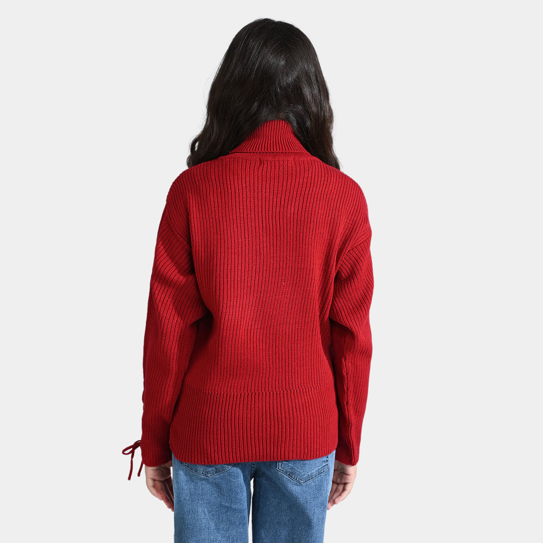 Girls Acrylic Sweater Bella Rose-Red