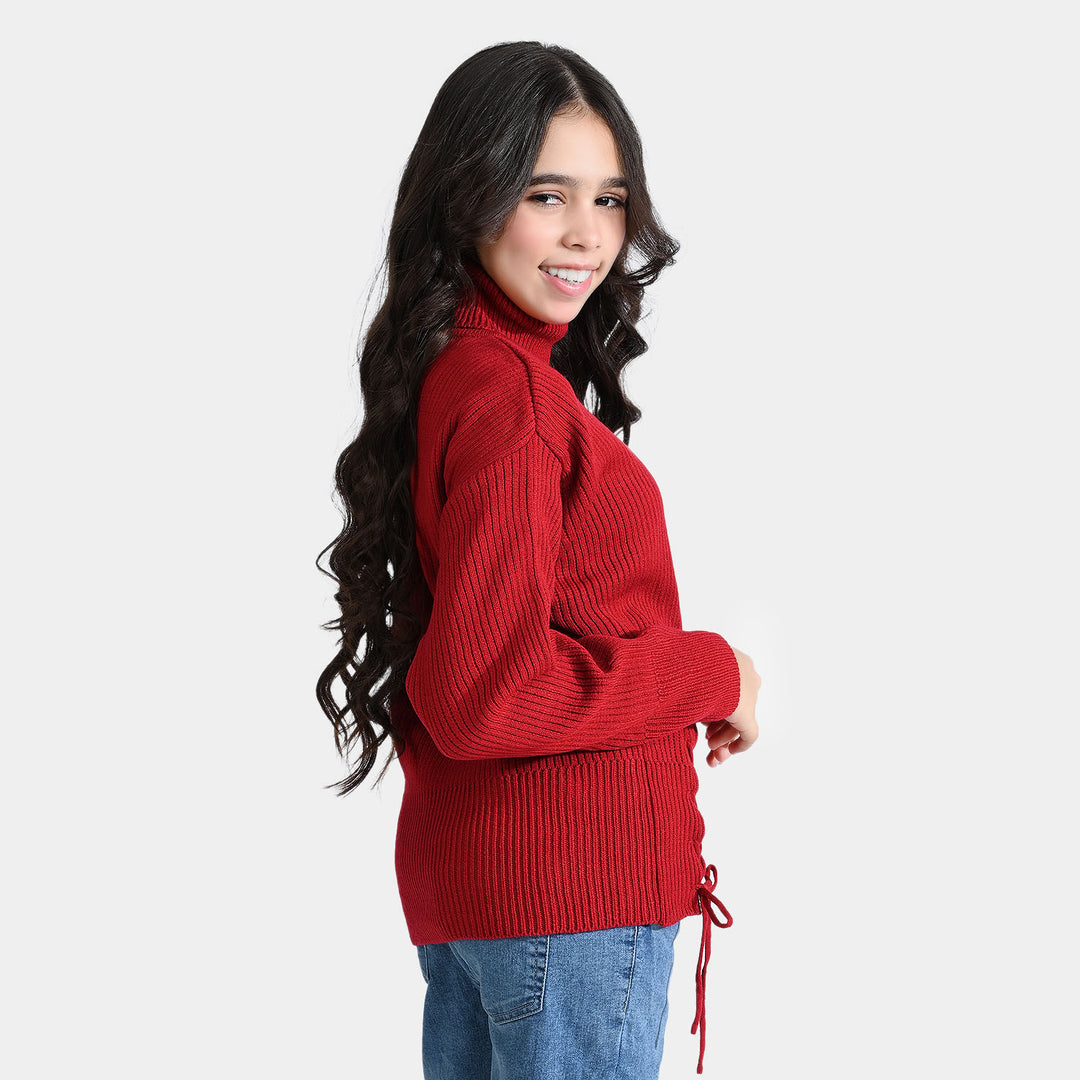 Girls Acrylic Sweater Bella Rose-Red