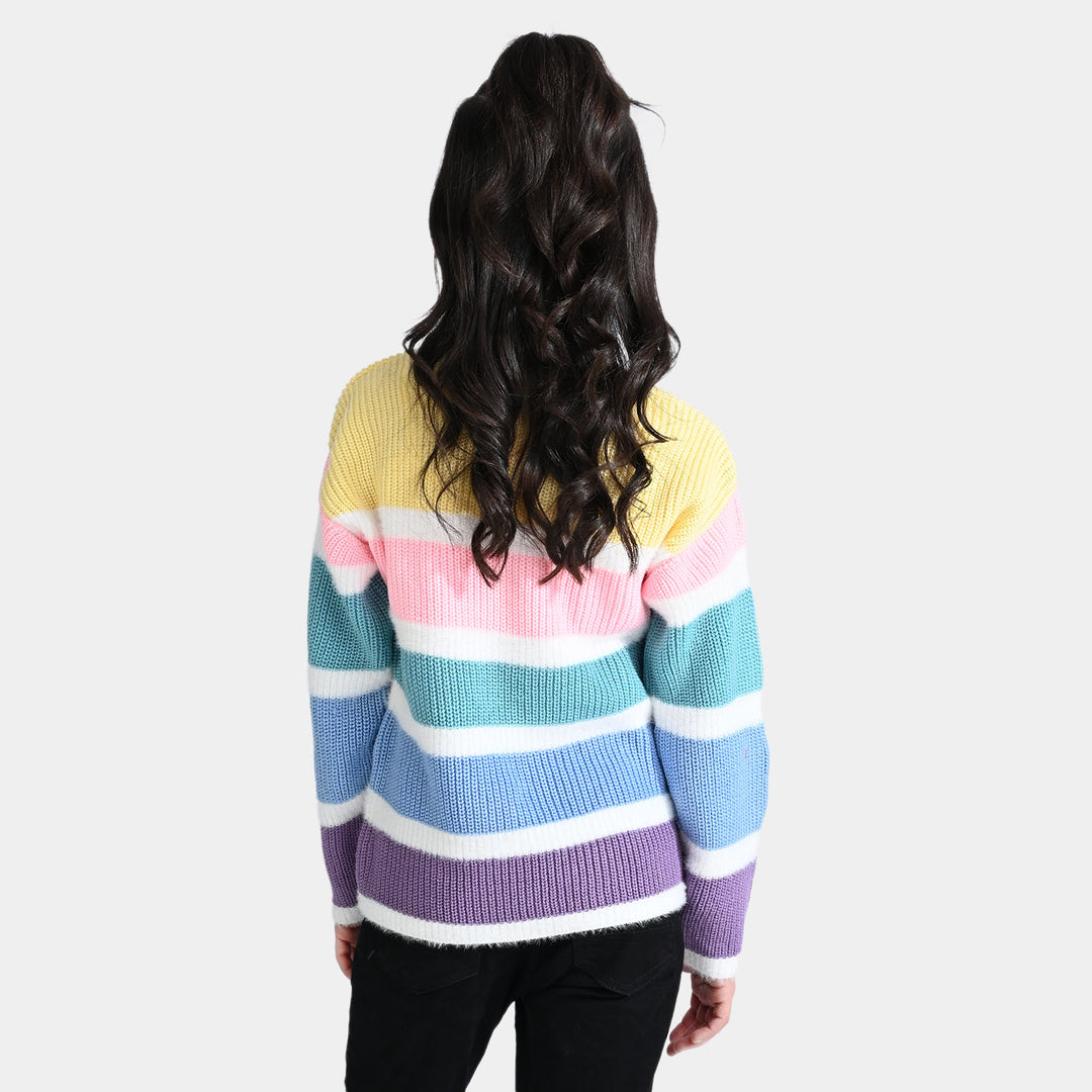 Girls Acrylic Sweater Balanced-Multi