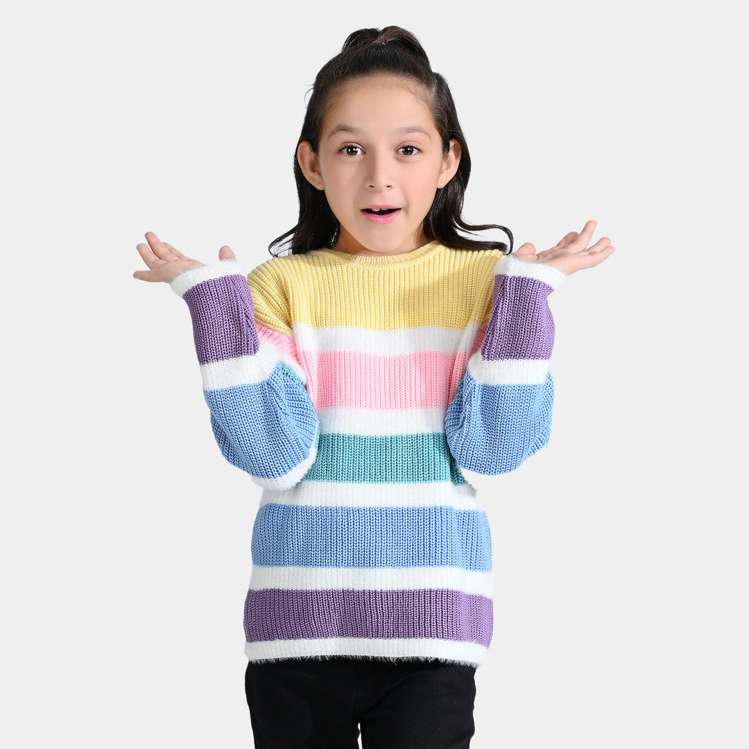 Girls Acrylic Sweater Balanced-Multi