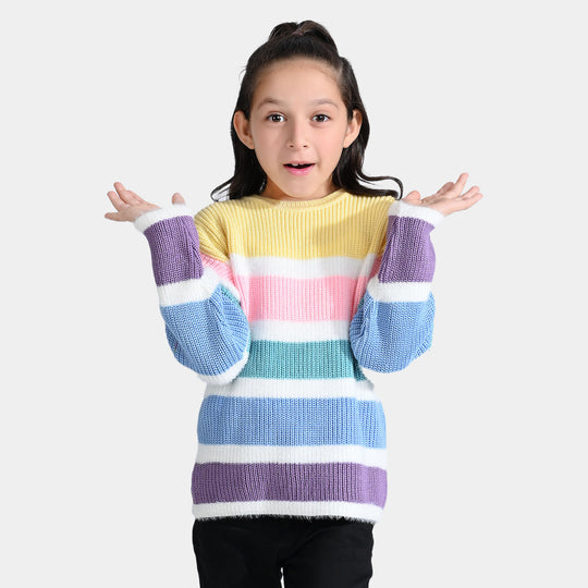 Girls Acrylic Sweater Balanced-Multi