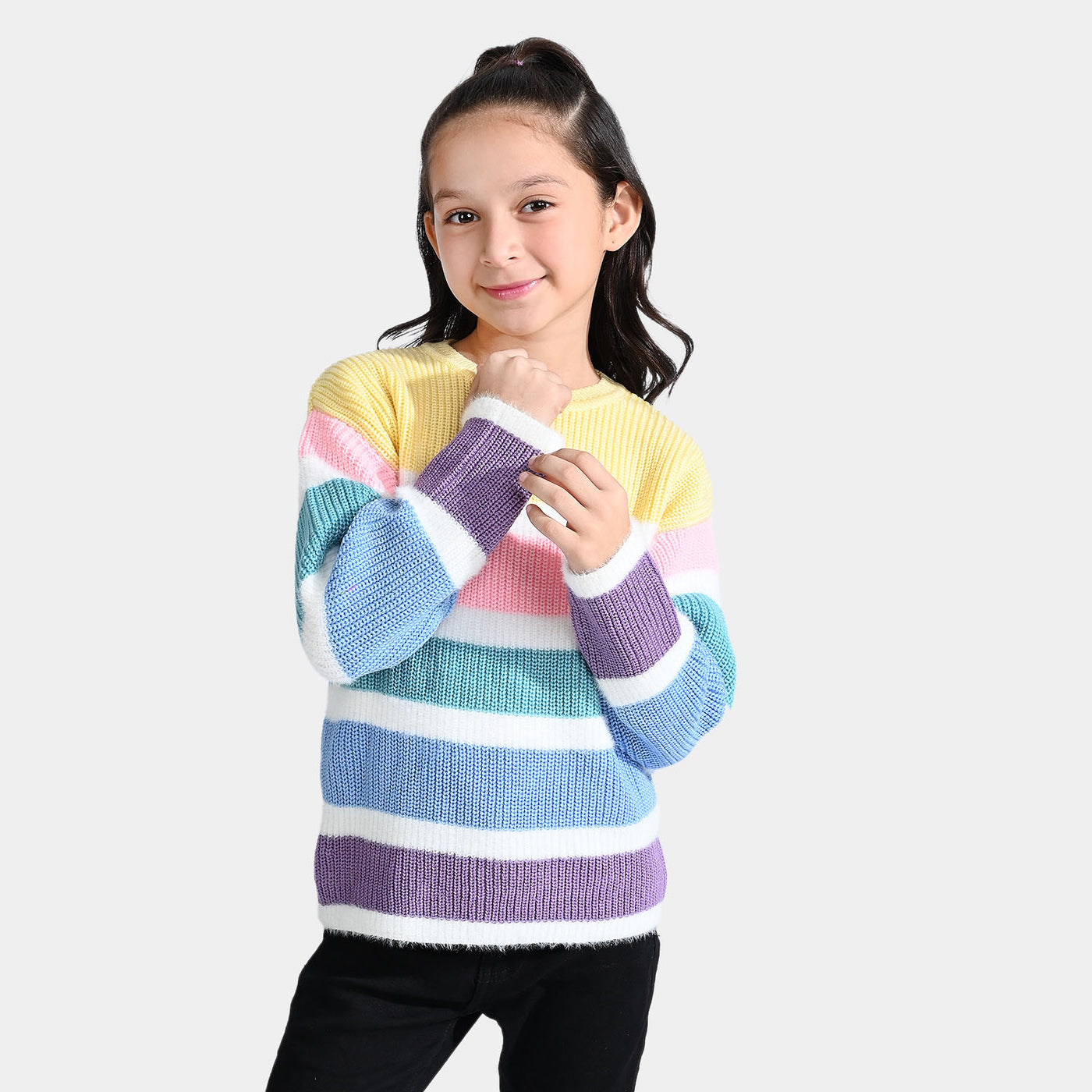 Girls Acrylic Sweater Balanced-Multi