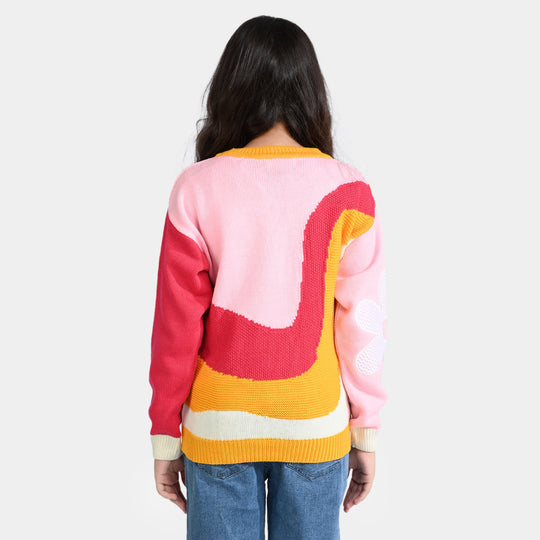 Girls Acrylic Sweater Orchid-Multi