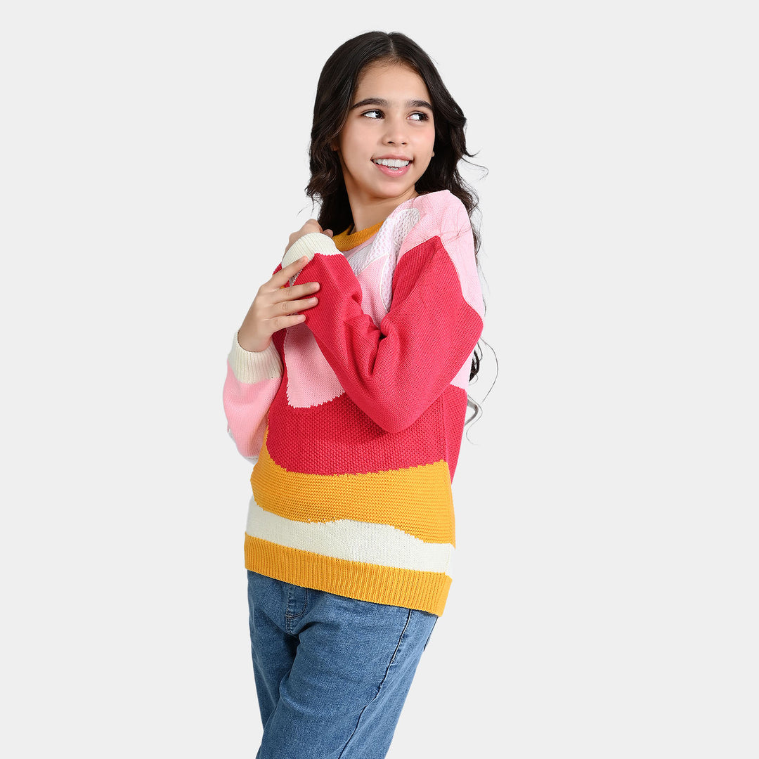 Girls Acrylic Sweater Orchid-Multi