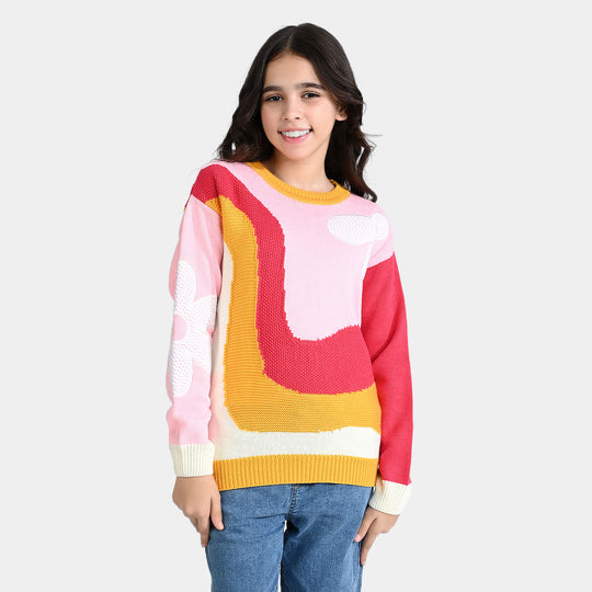 Girls Acrylic Sweater Orchid-Multi