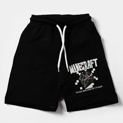 Boys Cotton Terry Knitted Short Minecraft-BLACK