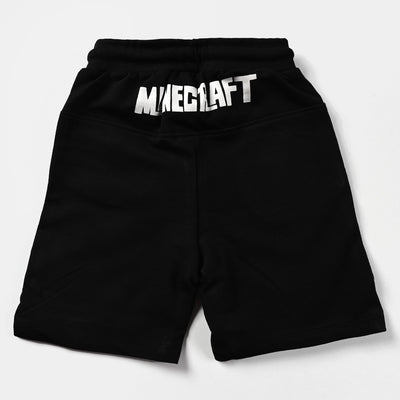 Boys Cotton Terry Knitted Short Minecraft-BLACK