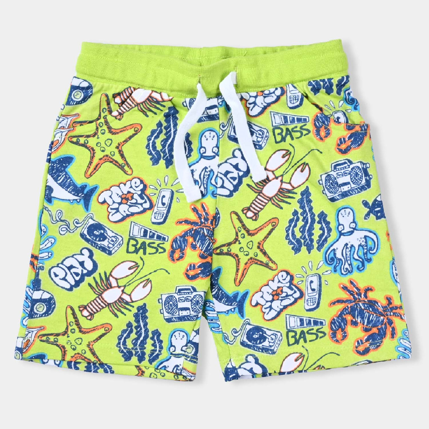 Boys Knitted Cotton Terry Short Play-Limeade