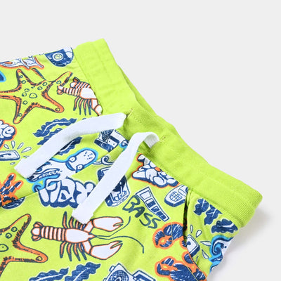 Boys Knitted Cotton Terry Short Play-Limeade