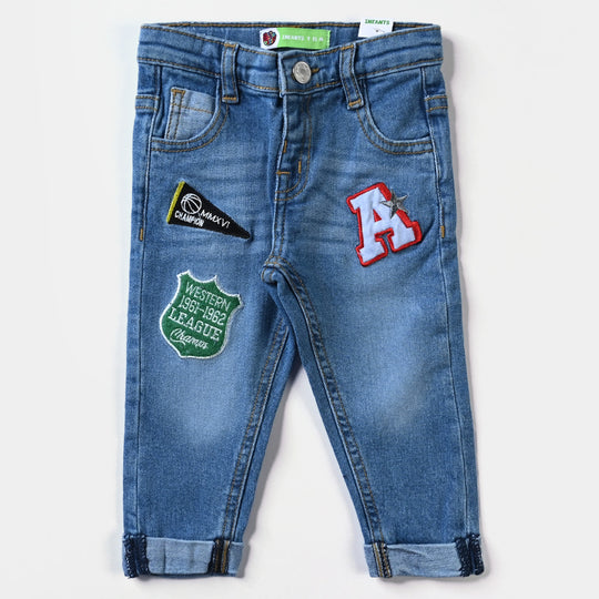 Infant Boys Denim Stretch Pant-Mid Blue