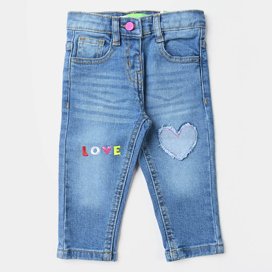 Infant Girls Denim Stretch Pant Love-LIGHT BLUE