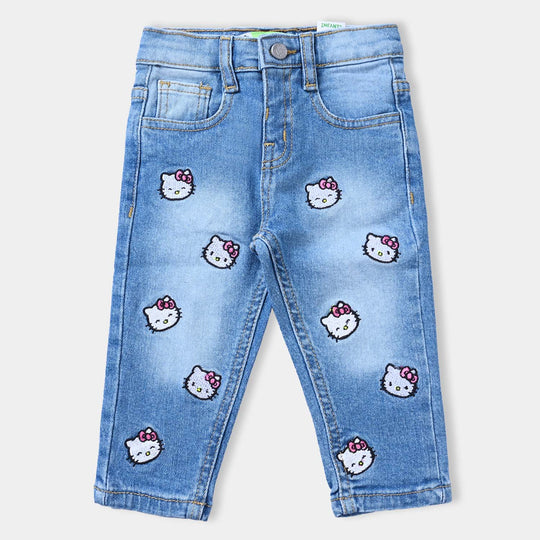 Infant Girls Denim Stretch Pant Kitty-LIGHT BLUE