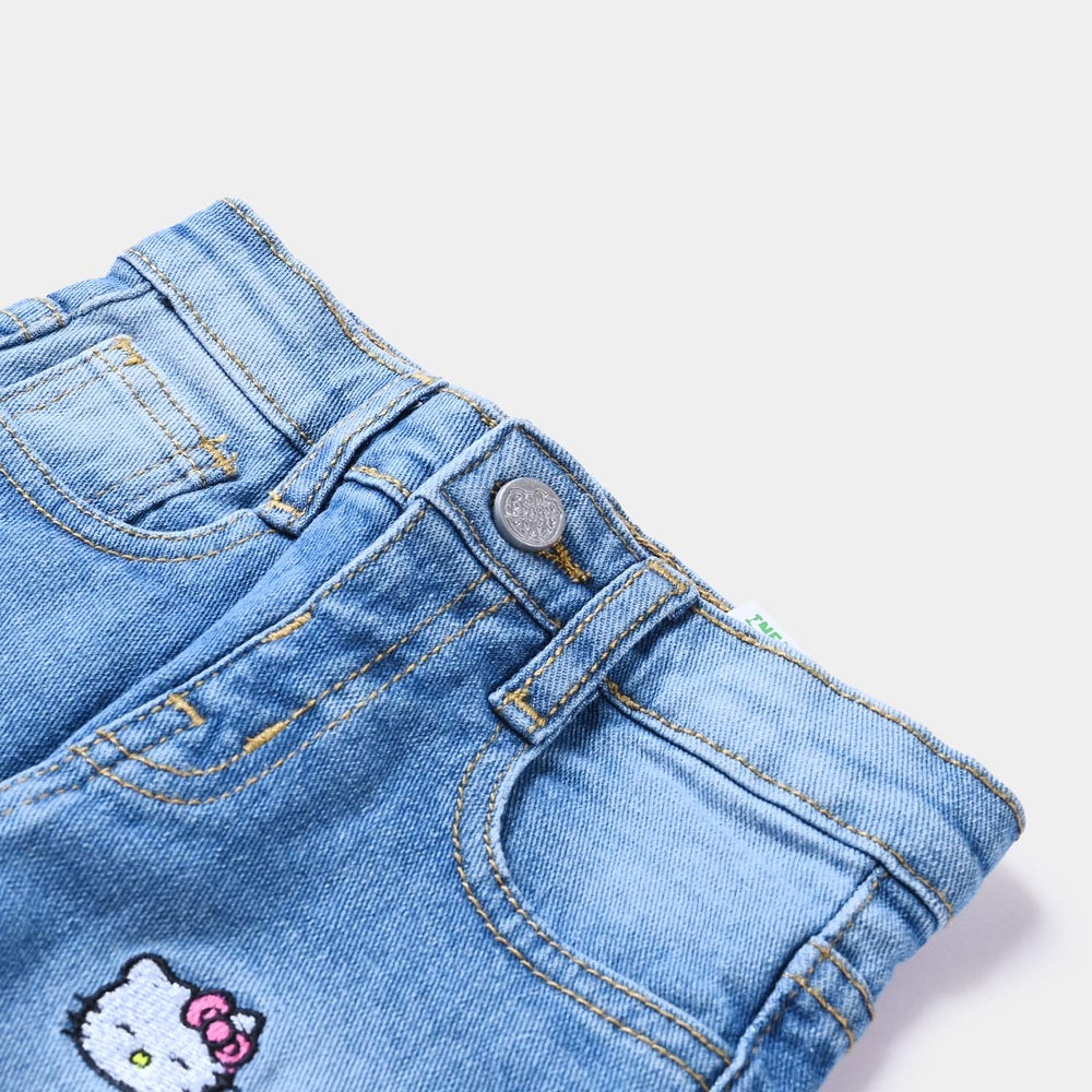 Infant Girls Denim Stretch Pant Kitty-LIGHT BLUE