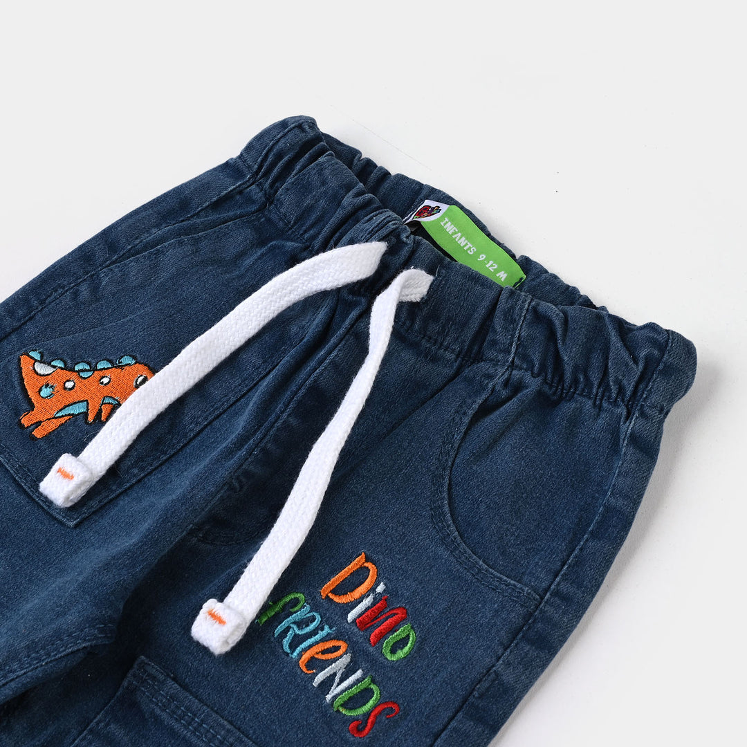 Infant Boys Denim Stretch Pant Dino-Mid Blue