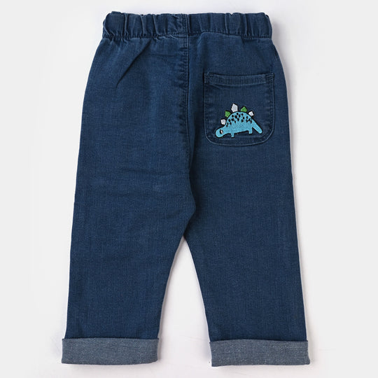 Infant Boys Denim Stretch Pant Dino-Mid Blue